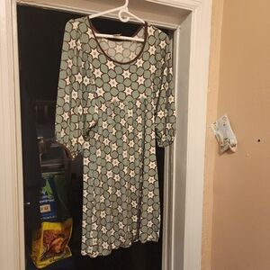 Max Studio Green and Brown Patterned Dress